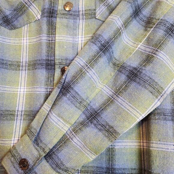 TRUE RELIGION HS Brushed Flannel Women's Button Up Long Sleeve Blouse Iris MED - Picture 9 of 13